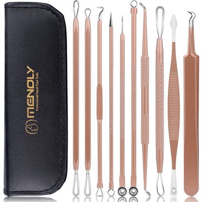 Black Head Remover Pimple Popper Tool Kit 10 Pcs, Comedone Pimple Extractor Tool, Acne Kit for Blackhead, Whitehead Popping, Zit Removing(Silver) Health & Beauty > Personal Care > Cosmetics > Cosmetic Tools > Skin Care Tools MENOLY 2-Rose Gold  