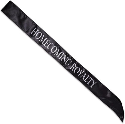 Satin Homecoming Royalty Sash, Silver Black Imprint Apparel & Accessories > Clothing Accessories > Sashes Anderson's Black/White  