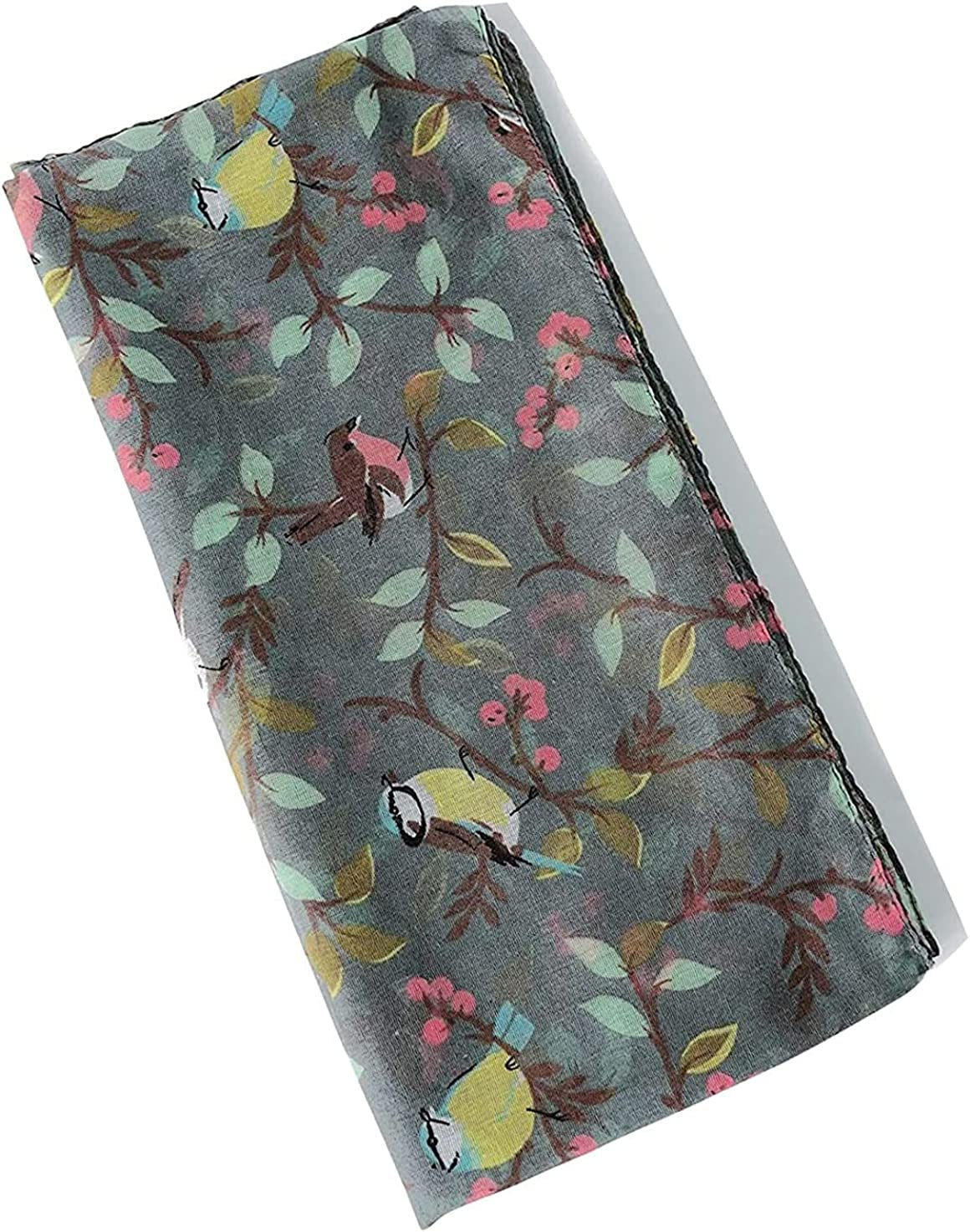 GERINLY Scarfs for Women Lightweight Floral Birds Print Cotton Scarves and Wraps for Holiday Shawl Apparel & Accessories > Clothing Accessories > Scarves & Shawls GERINLY   