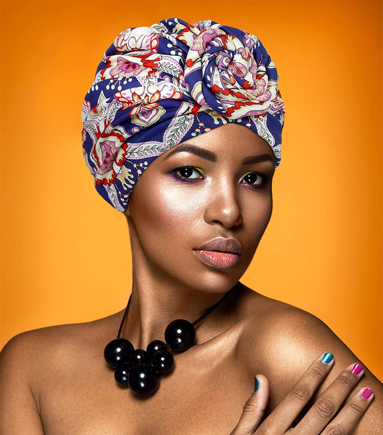 Chalier African Head Wrap for Women Knot Pre-Tied Fashion Turbans Head Wraps Beanie Hat Apparel & Accessories > Clothing Accessories > Bandanas & Headties Chalier   