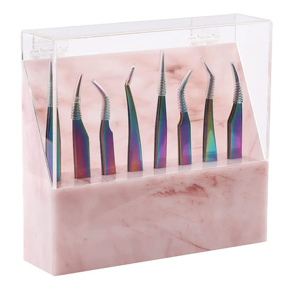 Eyelash Extension Supplies Acrylic Lashes-Holder Pad Eye Individual Lashes Makeup Tools Palette 1Pcs Lash Extension Glue Pallet Holder Card Professional Salon Use by GEMERRY Health & Beauty > Personal Care > Cosmetics > Cosmetic Tools > Makeup Tools GEMERRY 1pcs Pink Dust-proof Tweezers Holder (8-slot)  