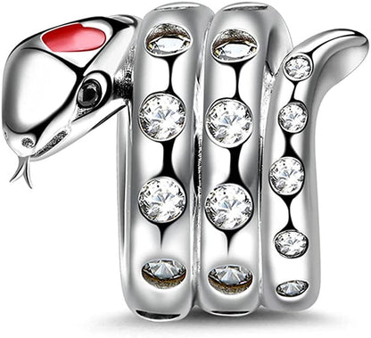 GNOCE Animal Charm Bead Sterling Silver Zodiac Signs Charm Bead Fit Bracelet/Necklace Jewelry Gift for Women Mens Apparel & Accessories > Jewelry > Bracelets GNOCE Snake  