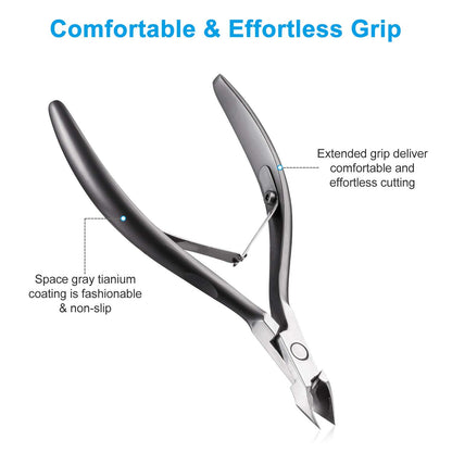 Cuticle Trimmer 3/4 Jaw Extremely Sharp Cuticle Nippers Scissors Stainless Steel Clippers Cutter Remover Pedicure Manicure Nail Tool, Opove X7, Space Gray Health & Beauty > Personal Care > Cosmetics > Cosmetic Tools > Nail Tools OPOVE   