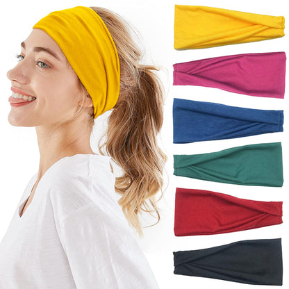 Headbands for Women, 6 PCS Yoga Running Sports Headbands Tie Dye Boho Pattern Elastic Non Slip Sweat Workout Hair Fashion Bands for Girls Apparel & Accessories > Clothing Accessories > Bandanas & Headties OFFTESTY Headbands Color-10  