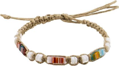 Bluerica Hemp Anklet Bracelet with Puka Shell Beads & Multicolor Murano Glass Tubes Apparel & Accessories > Jewelry > Anklets BlueRica   