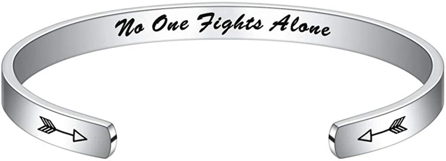 M MOOHAM Bracelets for Women- Engraved Quote Inspirational Bracelet Birthday Christmas Funny Gifts for Best Friend, Daughter, Son, Sister, Niece, Mom, Coworkers, Stainless Steel Jewelry Apparel & Accessories > Jewelry > Bracelets M MOOHAM No one fights alone  