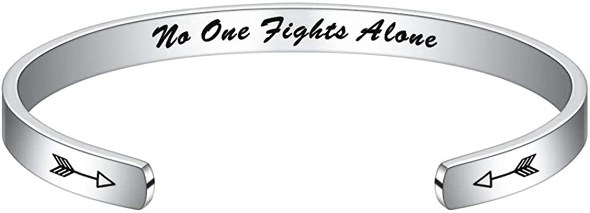 M MOOHAM Bracelets for Women- Engraved Quote Inspirational Bracelet Birthday Christmas Funny Gifts for Best Friend, Daughter, Son, Sister, Niece, Mom, Coworkers, Stainless Steel Jewelry Apparel & Accessories > Jewelry > Bracelets M MOOHAM No one fights alone  