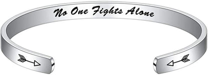 M MOOHAM Bracelets for Women- Engraved Quote Inspirational Bracelet Birthday Christmas Funny Gifts for Best Friend, Daughter, Son, Sister, Niece, Mom, Coworkers, Stainless Steel Jewelry Apparel & Accessories > Jewelry > Bracelets M MOOHAM No one fights alone  