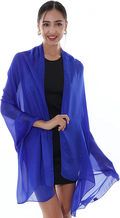 RIIQIICHY Pashmina Shawls Wraps for Women Evening Dresses like Chiffon Silk Scarf for Weddings Apparel & Accessories > Clothing Accessories > Scarves & Shawls RIIQIICHY Royal Blue-1  