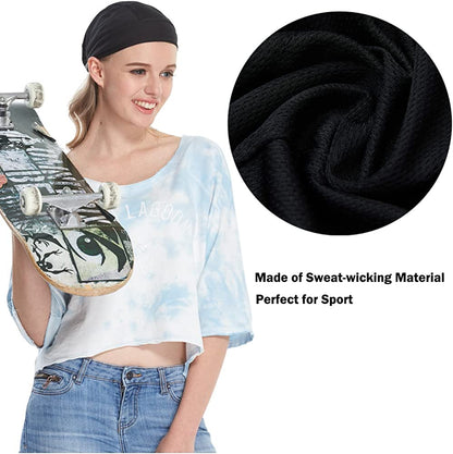 Super Absorbent Skull Caps Built-In No Sweat Liners Moisture Absorbent Bandana Headbands for Men Women Dew Rag with Sweatband Apparel & Accessories > Clothing Accessories > Bandanas & Headties QING   