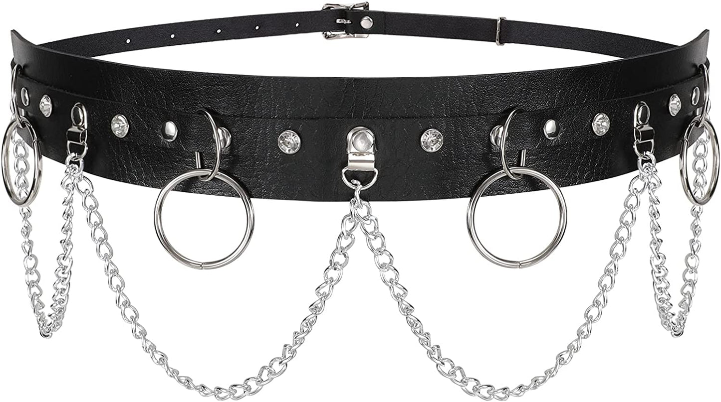 Punk Black Waist Chain Belt，Sansths 7 Layered Belly Body Chains Stylish Waist Belt Body Jewelry for Women and Girls (B-Black) Apparel & Accessories > Jewelry > Body Jewelry SANSTHS B-black20  