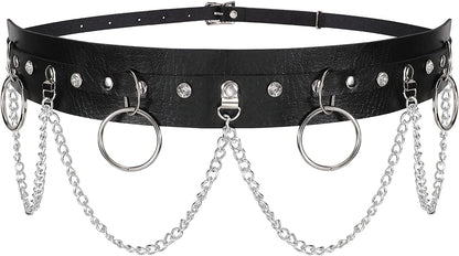Punk Black Waist Chain Belt，Sansths 7 Layered Belly Body Chains Stylish Waist Belt Body Jewelry for Women and Girls (B-Black) Apparel & Accessories > Jewelry > Body Jewelry SANSTHS B-black20  