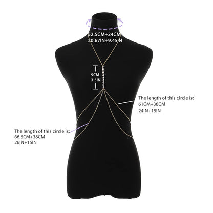 Jerany Rhinestone Sexy Body Waist Chain Gold Layered Body Necklace Party Body Accessories for Women and Girls Apparel & Accessories > Jewelry > Body Jewelry Jerany   
