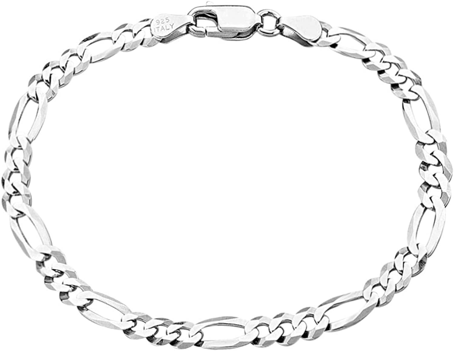 Savlano 925 Sterling Silver Solid Italian Figaro, Rope,Herringbone, Curb, Ball Bead, Snake, Mariner Chain Anklet for Women & Girls, Comes in 0.8Mm - 5Mm Gift Box Apparel & Accessories > Jewelry > Anklets Savlano Figaro 5mm 9.0 Inches 