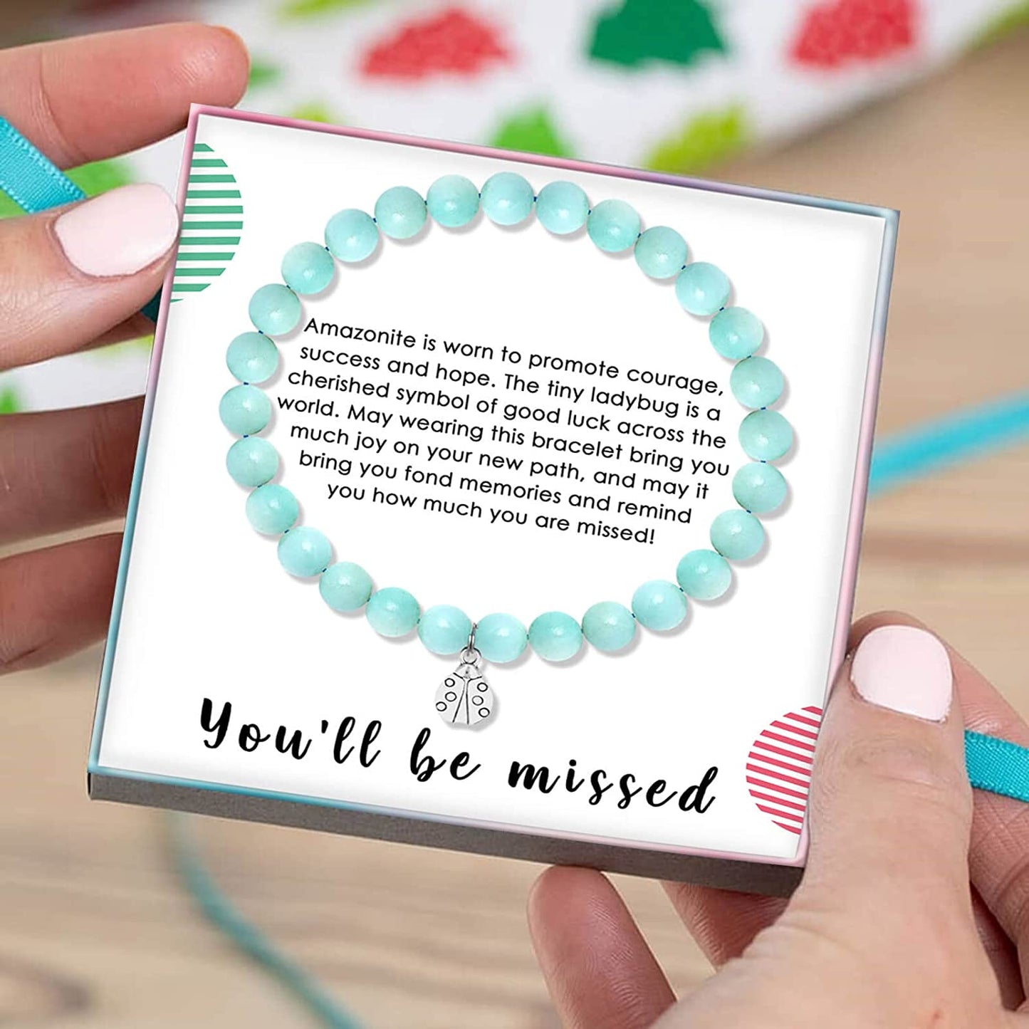 SOLINFOR Coworker Leaving Gifts, Retirement Gifts for Women - Amazonite Beads Farewell Bracelet - Moving Away Goodbye Going Away New Job Good Luck Jewelry Gift Idea for Friends Boss Apparel & Accessories > Jewelry > Bracelets SOLINFOR   