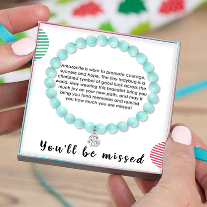 SOLINFOR Coworker Leaving Gifts, Retirement Gifts for Women - Amazonite Beads Farewell Bracelet - Moving Away Goodbye Going Away New Job Good Luck Jewelry Gift Idea for Friends Boss Apparel & Accessories > Jewelry > Bracelets SOLINFOR   