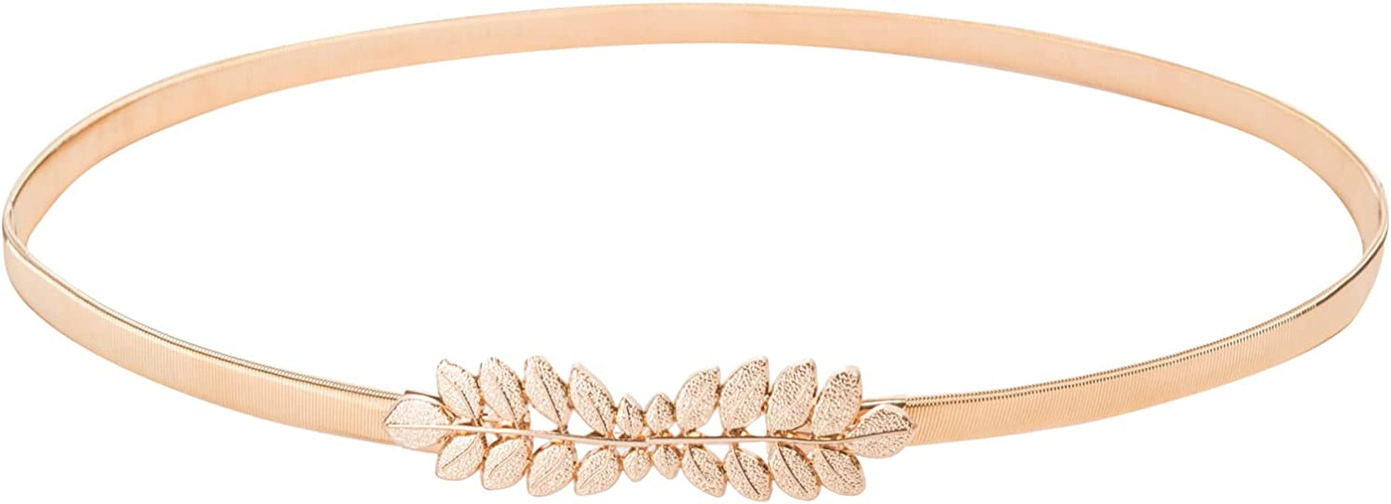 GRACE KARIN Women Skinny Metal Cinch Belt Gold Waistband Elastic Waist Belt CL633 Apparel & Accessories > Clothing Accessories > Belts GRACE KARIN Gold-leaf X-Large 
