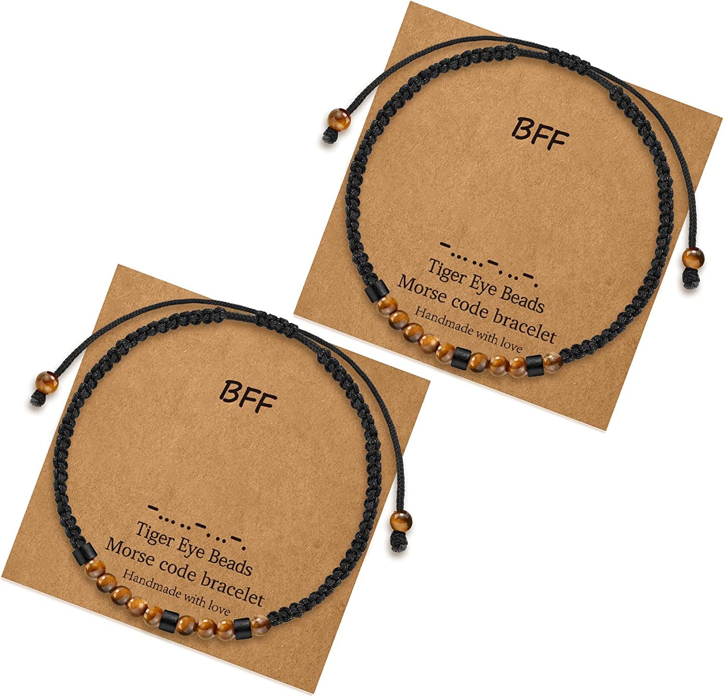 Morse Code Bracelets for Women Gifts, Adjustable 2Pcs Tiger Eye Beads Friendship Bracelets Gifts for Best Friend Women Girls Sister Funny Inspirational Birthday Friendship Gifts for Women Jewelry Apparel & Accessories > Jewelry > Bracelets MONOZO BFF  