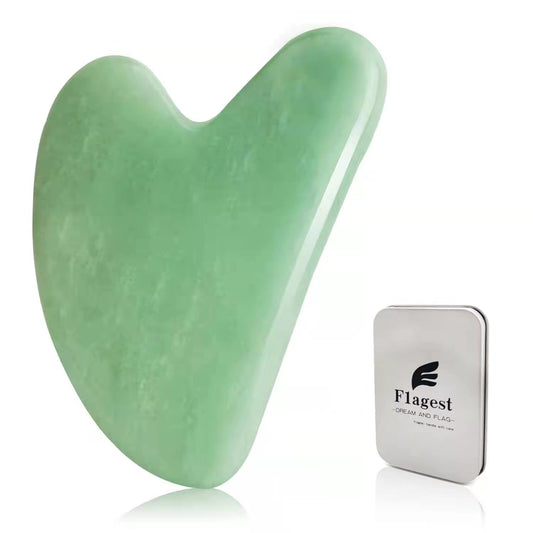 Gua Sha Facial Tools -Gua Sha Stone -Nature Jade Stone Guasha Massage Tool - Nature Jade Stone for Scraping Facial and SPA Acupuncture Therapy -Heart Shape Jade Trigger Point Treatment on Face (Jade) Health & Beauty > Personal Care > Cosmetics > Cosmetic Tools > Skin Care Tools Flagest green  