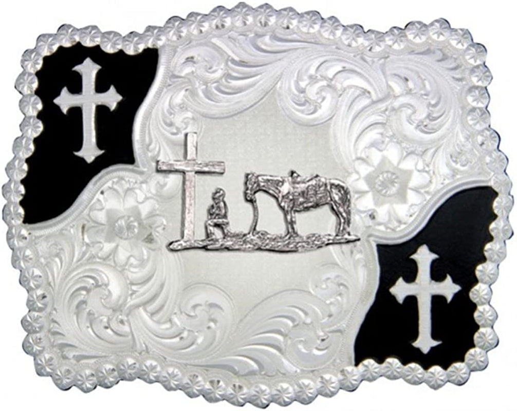 Montana Silversmiths Christian Faith Series Classic Western Buckle, Made in USA Apparel & Accessories > Clothing Accessories > Belt Buckles Montana Silversmiths Cross Corners - Christian Cowboy  
