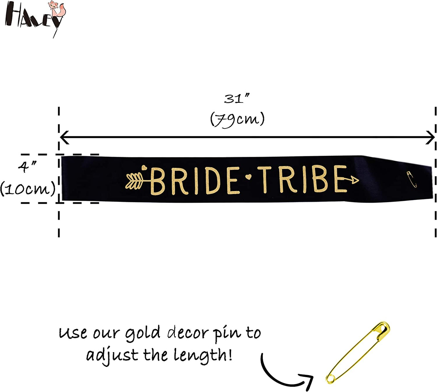 Haley Party Bride Tribe Sash Bridesmaid Sashes Bachelorette Party Sash Set Bride Sash Bridal Shower Decorations (6 PCS in Black and White with Gold Lettering) Apparel & Accessories > Clothing Accessories > Sashes Haley Party   