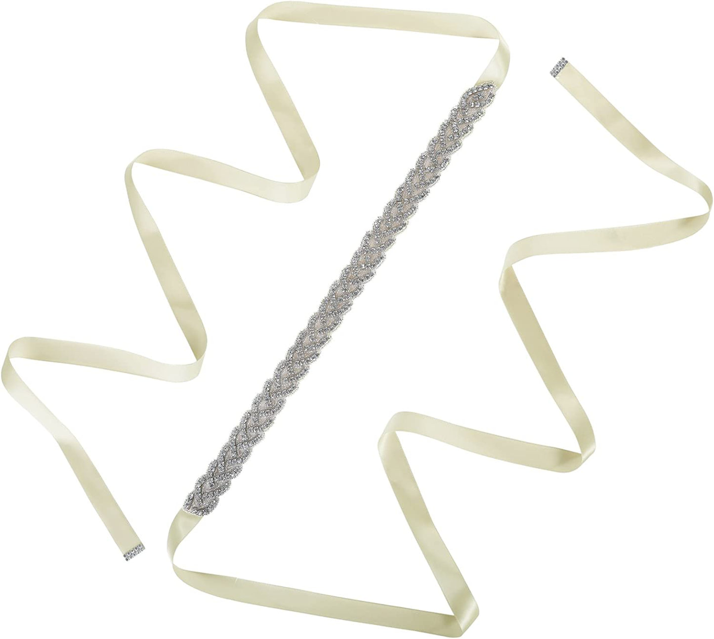 AWAYTR Bridal Rhinestone Wedding Belt - Silver Rhinestone Belts for Women Formal Evening Dress Apparel & Accessories > Clothing Accessories > Belts AWAYTR Ivory  