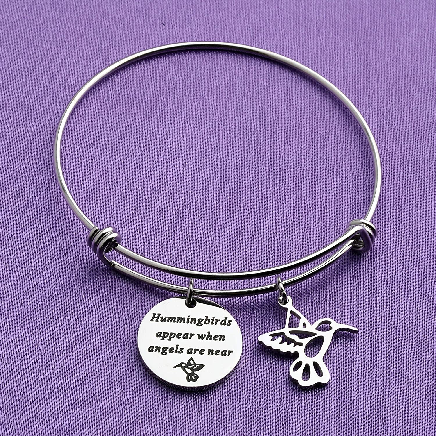 BAUNA Hummingbirds Brcelet Memorial Gifts Hummingbirds Appear When Angels Are near Sympathy Gift for Her Apparel & Accessories > Jewelry > Bracelets BAUNA   