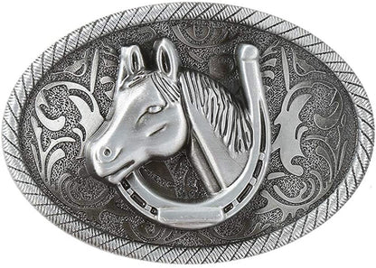 KDG Western Cowboy Belt Buckle for Belt Accessories Custom Buckle Apparel & Accessories > Clothing Accessories > Belt Buckles KDG 1-retro Silver Horse Oval Shape  