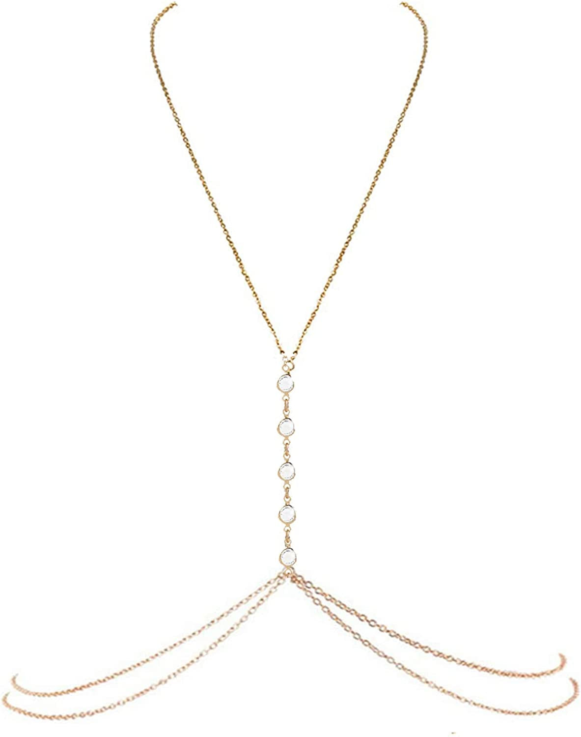 Sexy Sequins Bra Body Chain Bikini Shiny Luxury Harness Necklace Body Jewelry for Wedding Beach Body Accessories (Gold) Apparel & Accessories > Jewelry > Body Jewelry Althrorry Single layered  