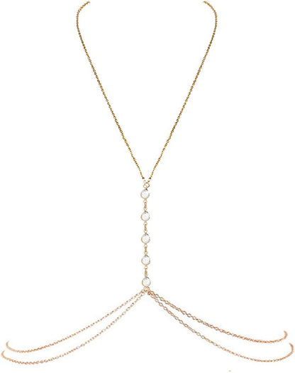 Sexy Sequins Bra Body Chain Bikini Shiny Luxury Harness Necklace Body Jewelry for Wedding Beach Body Accessories (Gold) Apparel & Accessories > Jewelry > Body Jewelry Althrorry Single layered  