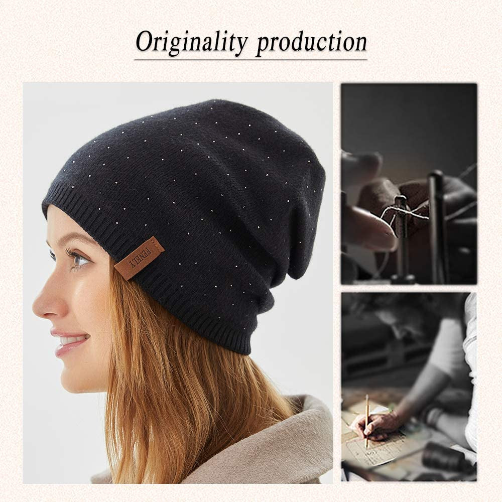 Women Winter Beanie Knitted Hats Warm Soft Slouchy Cashmere Headwear Cap for Womens Lady Mother Apparel & Accessories > Clothing Accessories > Headwear FENELY   