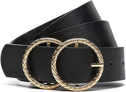 Earnda Women'S Leather Belt Fashion Soft Faux Leather Waist Belts for Jeans Dress Apparel & Accessories > Clothing Accessories > Belts Earnda Black-d X-Small: fits waist from 23"-26" 