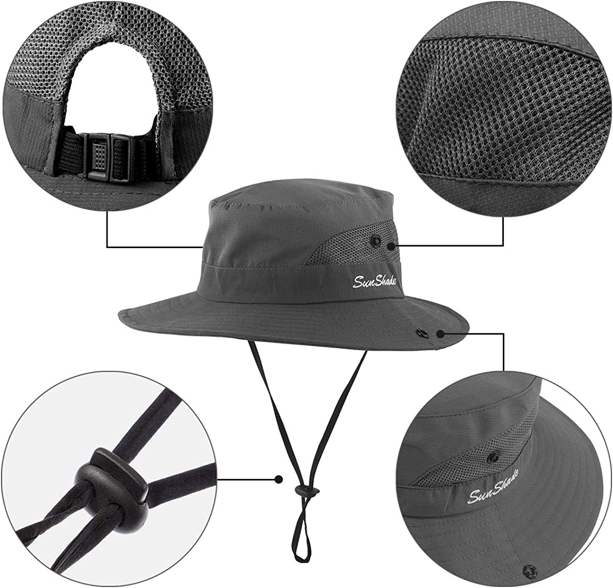 IYEBRAO 2 Pack Womens Ponytail Sun Hat UV Protection Bucket Hats Foldable Wide Brim Summer Boonie Beach Cap Fishing Hiking Apparel & Accessories > Clothing Accessories > Hats 29 IYEBRAO   