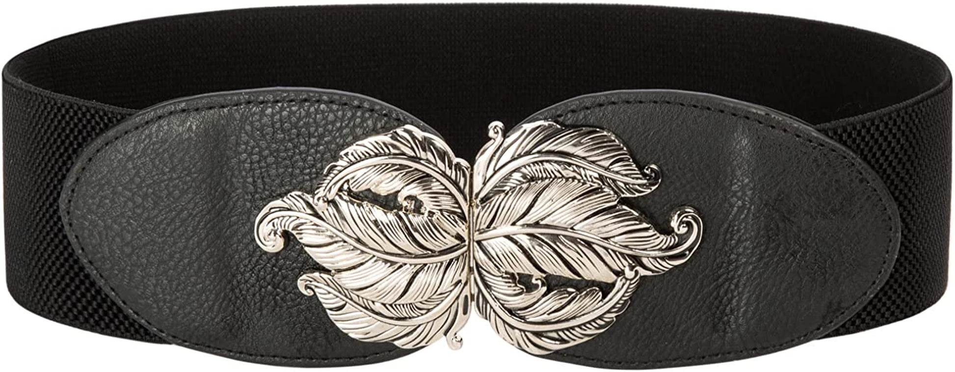 Women Stretchy Vintage Dress Belt Elastic Waist Cinch Belt CL413 Apparel & Accessories > Clothing Accessories > Belts GRACE KARIN Black-leaves Small 