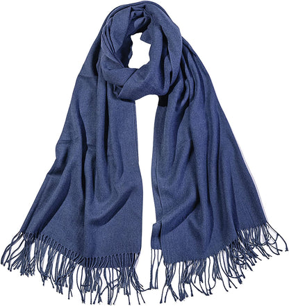 SOJOS Women Large Soft Cashmere Feel Pashmina Shawls and Wraps Winter Scarf for Evening Dresses SC304 Apparel & Accessories > Clothing Accessories > Scarves & Shawls SOJOS Blue  