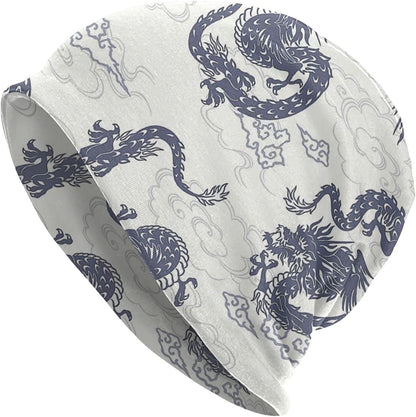 Gold Star Slouchy Beanie Chemo Headwear Knit Hat Scarf Sleep Skull Cap for Women Men Apparel & Accessories > Clothing Accessories > Headwear ybovejuk Japanese Dragon Cloud White Blue One Size 
