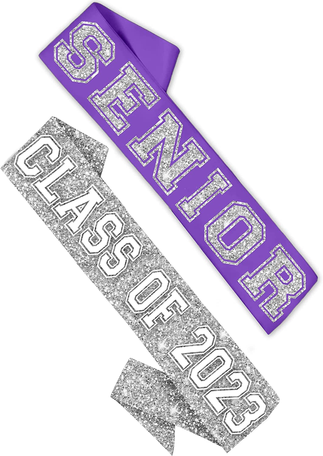 Rhinestonesash Senior Silver Glitter Purple Premium Quality Purple Satin Sash - Senior Night Supplies and Gifts - Purple Sash(Senior) Pur Apparel & Accessories > Clothing Accessories > Sashes RhinestoneSash 2 Piece Set - Purple (Senior) & Silver Sparkle (Class Of)  