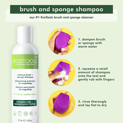 Ecotools Makeup Brush and Sponge Cleansing Shampoo Bundle, Removes Dirt and Oil Impurities from Face Brushes, Hyoallergenic, 6 Fl.Oz./ 177 Ml Each, 2 Count Health & Beauty > Personal Care > Cosmetics > Cosmetic Tools > Makeup Tools EcoTools   