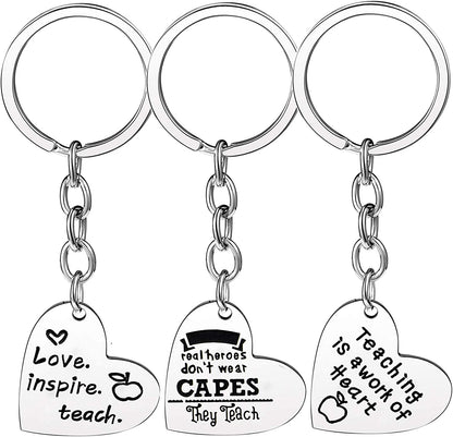 Pack of 3 Teacher Bangles Gifts for Teacher Open School Gifts for Teachers Thank You Bangle Bracelets Apparel & Accessories > Jewelry > Bracelets Nzztont 3PCs Keychain Heart Mixed Style 16  