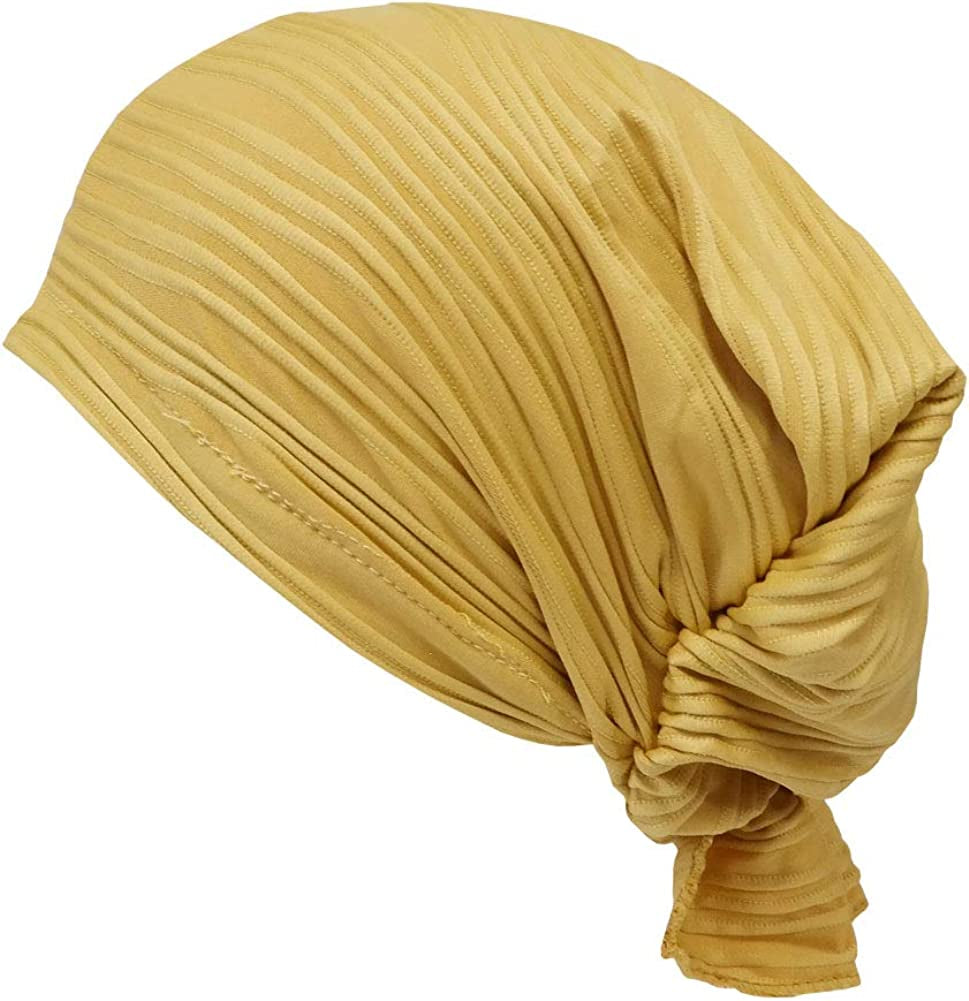 GETACOTA Cotton Pre Tied Scarf Chemo Cancer Turban for Women Cap Slip on Beanie Head Cover Hair Loss Hat Headwear Accessories Apparel & Accessories > Clothing Accessories > Headwear GETACOTA Yellow  