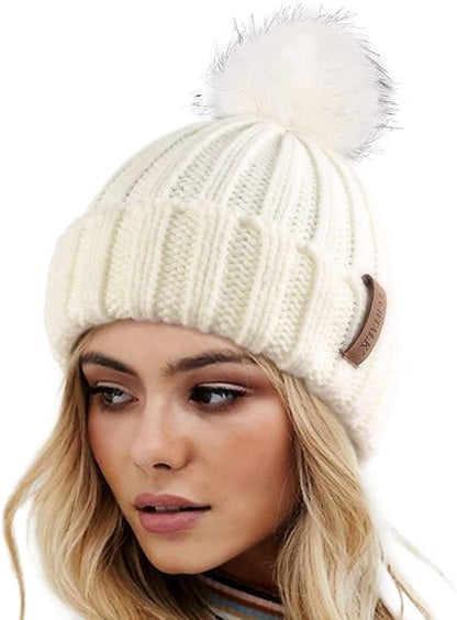 FURTALK Womens Winter Knitted Beanie Hat with Faux Fur Pom Warm Knit Skull Cap Beanie for Women… Apparel & Accessories > Clothing Accessories > Hats KYLIE MAX   