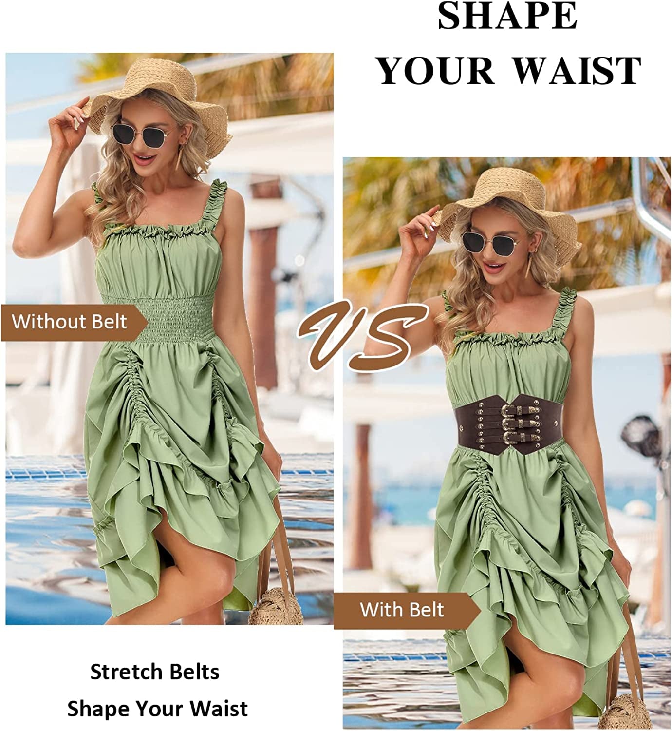 SCARLET DARKNESS Vintage Classic Cincher Wide Belt Elastic Leather Waist Belt Apparel & Accessories > Clothing Accessories > Belts Scarlet Darkness   