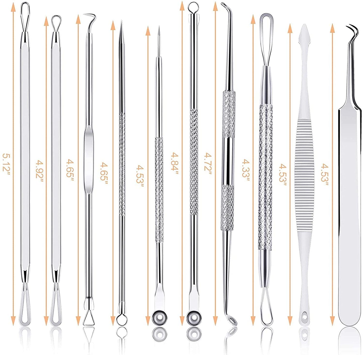 Black Head Remover Pimple Popper Tool Kit 10 Pcs, Comedone Pimple Extractor Tool, Acne Kit for Blackhead, Whitehead Popping, Zit Removing(Silver) Health & Beauty > Personal Care > Cosmetics > Cosmetic Tools > Skin Care Tools MENOLY   