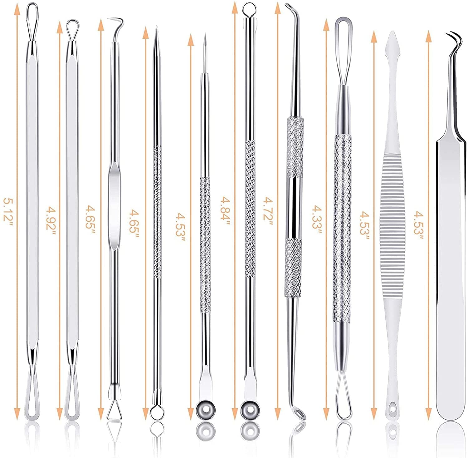 Black Head Remover Pimple Popper Tool Kit 10 Pcs, Comedone Pimple Extractor Tool, Acne Kit for Blackhead, Whitehead Popping, Zit Removing(Silver) Health & Beauty > Personal Care > Cosmetics > Cosmetic Tools > Skin Care Tools MENOLY   