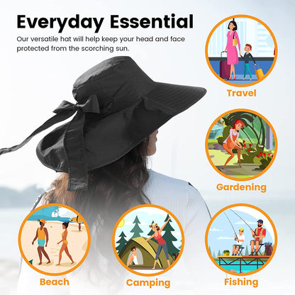 Toppers Womens Mens Sun Hat Rollable UPF 50+ Wide Brim Gardening Hat with Neck Flap Apparel & Accessories > Clothing Accessories > Hats Toppers   
