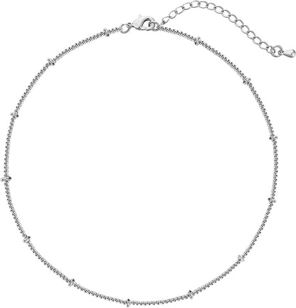 Kyerlyn Dainty Simple Chain Anklet for Women 18K Gold/Silver Plated Summer Beach Beaded Evil Eye Moon Figaro Butterfly Satellite Cuban Pearl Flat Marina Anklet Gift Apparel & Accessories > Jewelry > Anklets Kyerlyn Satellite -Silver  