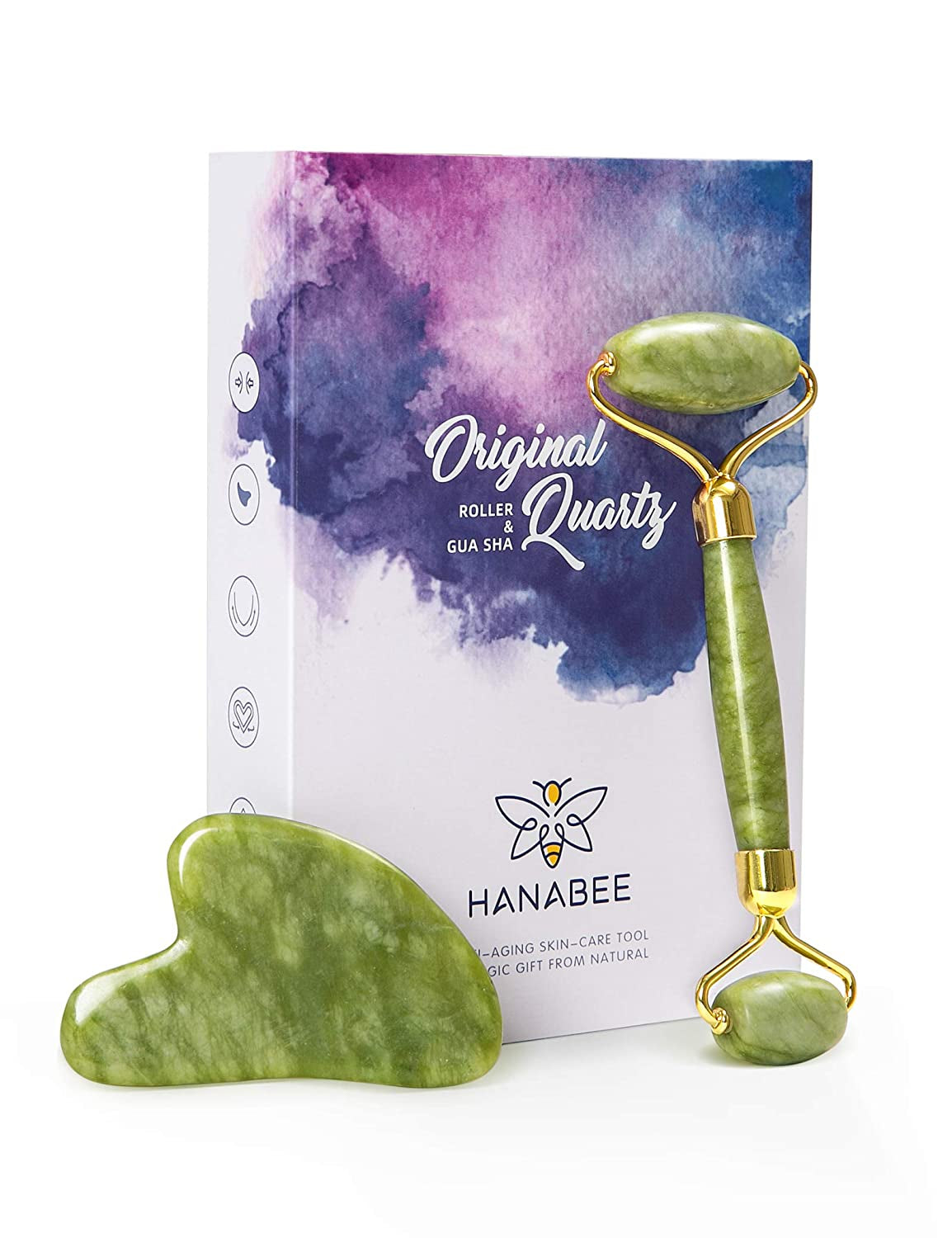 Gua Sha Jade Roller,Rose Quartz Face Roller Skin Care Tools,Beauty Facial Massager,Eye Roller for Puffy Eyes,Self Care Gifts for Women,Hanabee Skincare Sets & Kits (Moonstone) Health & Beauty > Personal Care > Cosmetics > Cosmetic Tools > Skin Care Tools HANABEE Green  