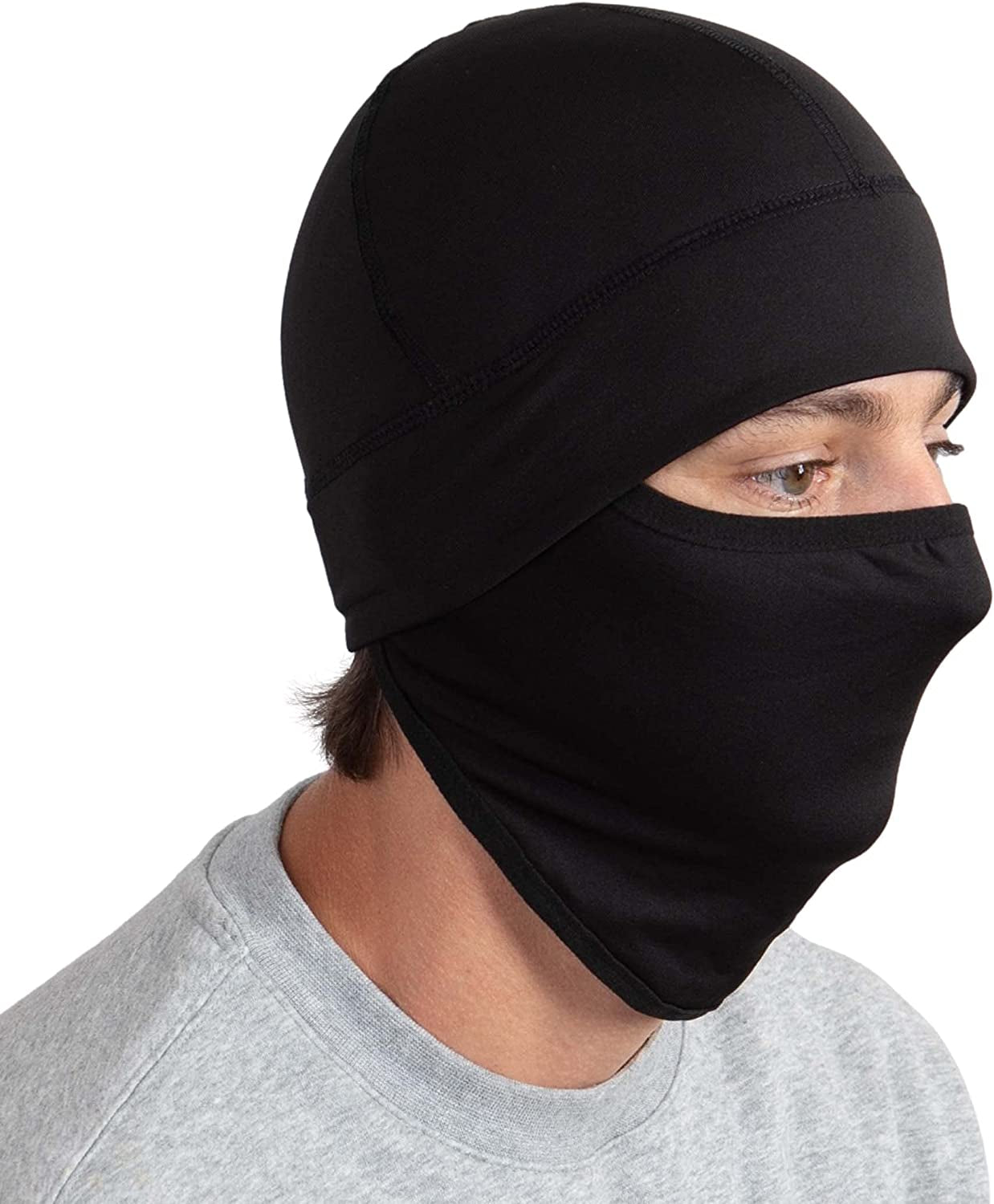 Skull Cap Helmet Liner Running Beanie - Winter Thermal under Helmet Cycling Head Hat - Ultimate Moisture Wicking Performance Apparel & Accessories > Clothing Accessories > Headwear Tough Headwear Black - Mask One Size 