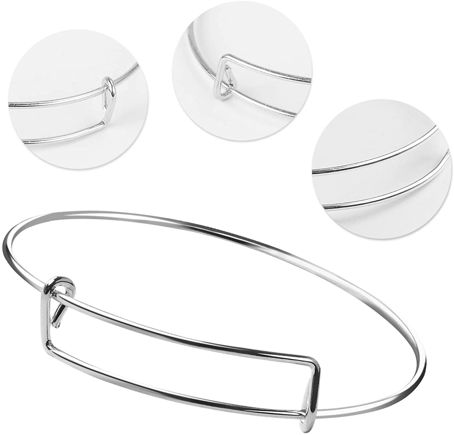 UPINS 30Pcs Silver Expandable Blank Bracelets Adjustable Wire Bangles with 100Pcs Tibetan Silver Charms, 200Pcs Open Jump Rings for Jewelry Making Apparel & Accessories > Jewelry > Bracelets UPINS   