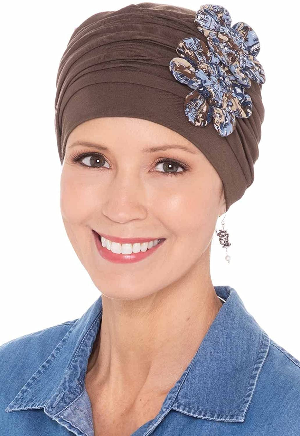 Cardani Large Flapper Turban Viscose from Bamboo Hat for Large Heads Apparel & Accessories > Clothing Accessories > Headwear Cardani Mocha With Paris Print One Size 